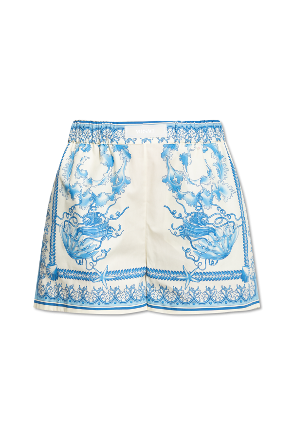 パンツ VERSACE Women Shorts  Burmudas 1009844 1A06838 1LD60 Purple Versace Shorts with silk finish | Women's Clothing | Vitkac